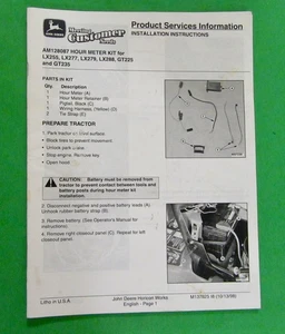 John Deere AM128087 Hour Meter Installation Instructions M137825  Five Languages - Picture 1 of 8