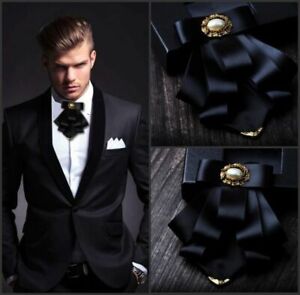 Men Multilayer Bow Ties Fabric Shirt Collar Necktie Dress Wedding Groom Cravat