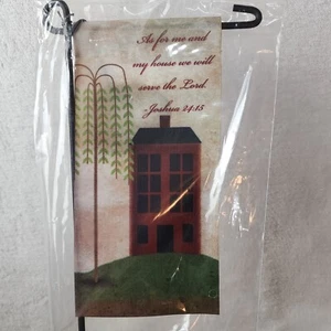 Vintage Evergreen Mini Flag Set JOSHUA 24:15 Garden Christian Decorative 14" - Picture 1 of 4