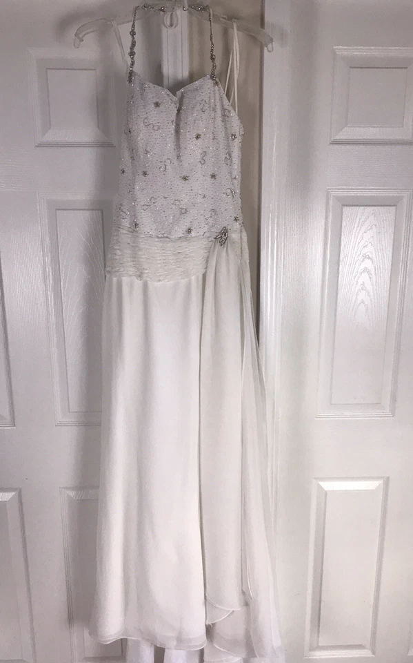 LANDA женщин 1шт красивый белый бисером рыбий хвост без рукавов свадебное платье размер 4 - Изображение 1 из 4