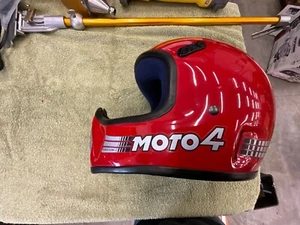 vintage Bell Moto4 Helmet Red 6 7/8 size good shape - Picture 1 of 6