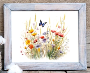 Blumen Kunstdruck, bunter Wildblumen Druck, Botanische Natur Kunst Deko #46 - Bild 1 von 2