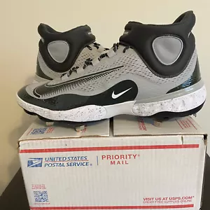 Nike Alpha Huarache Elite 4 Mid Men's Size 15 Black/Grey Baseball Cleats DJ6520 - Picture 1 of 13