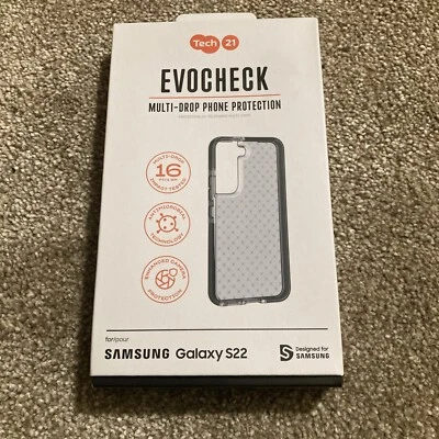 Tech21 Evo Check Case Cover for Samsung Galaxy S22 Smoke Genuine Rugged Grip New - Image 1 of 3