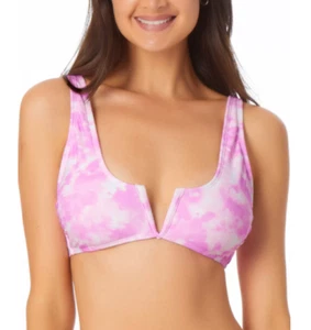 California Waves Juniors' V-Wire Bralette Bikini Top Pink Swimsuit Size M 2057 - Picture 1 of 2