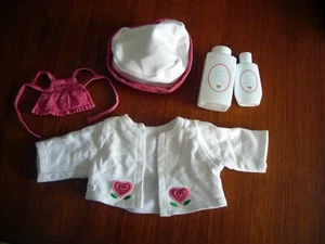 American Girl Bitty Baby Doll Sweetheart Set Cardigan Heart Hat Bear outfit Loti - Picture 1 of 6