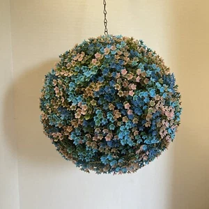 Vintage Faux Flower Sphere Globe With Chain For Hanging 12” Indoor Outdoor - Picture 1 of 6