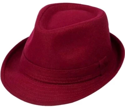 Sombrero de Panamá Manhattan Clásico Fedora Ala Corta Jazz Fieltro Cubano Rojo Borgoña OSFA Foto 1 de 4