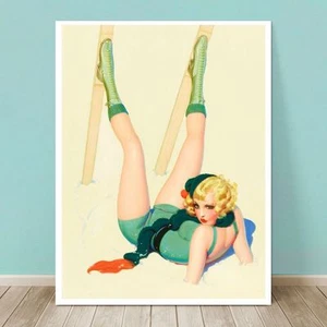 ART DECO Pin-up Cover Girl CANVAS PRINT Enoch Bolles 36x24" Ski Fail - Picture 1 of 1