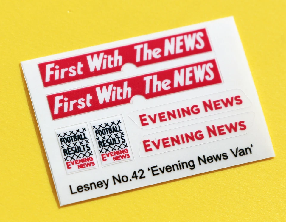 Lesney No.42 'Evening New Van' replacement sticker decal set - Image 1 of 1