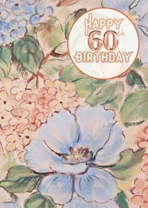 60TH FLORAL DESIGN - Christian/ Religious Birthday Card - Big 5" x 7" Card - Picture 1 of 3