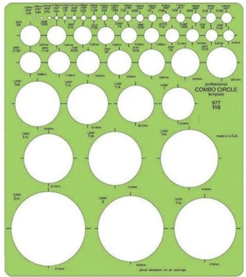 GOLDSTAR Combo Circle Template, 45 Circles,Assorted Size,Transparent Green,8 1/4 x 7 1/4"