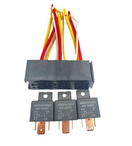 3 Piezas Heavy Duty 12V 80A 4pins Relé Coche con 4 Alambres Arnés Hembra Enchufe - Imagen 1 de 4