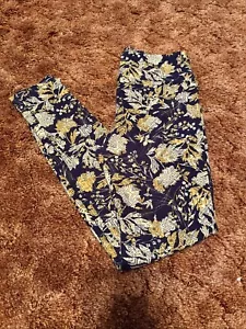 LuLaRoe Leggings One Size Blue Yellow Multicolor Pattern - Picture 1 of 4