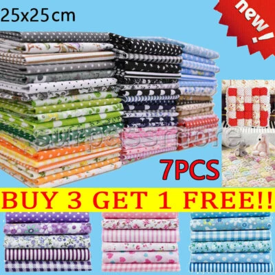 7 Stück Stoffpakete Patchwork Stoffe Stoffreste 25x25 cm - 100% Baumwolle  - Bild 1 von 4