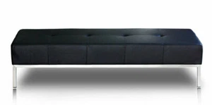 Gallery museum leather bench seat full leather frame stainless steel polished. 4 Colors