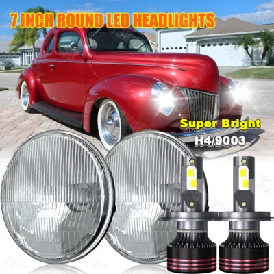 2pcs 7" Inch Round LED Headlights For Ford Deluxe 1939-1951 - Image 1 of 4