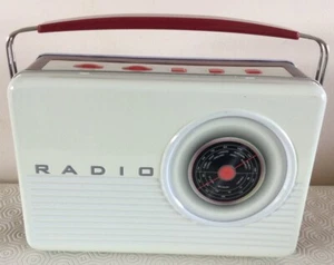 DEBENHAMS Retro RADIO BISCUIT TIN LUNCH BOX - Picture 1 of 5