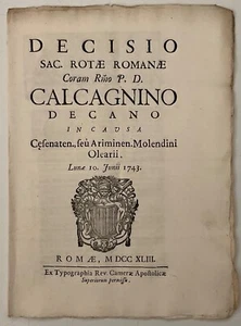 CESENA RIMINI CAUSA CALCAGNINO DEKAN BUCH ENTSCHEIDUNG HEILIGE RÖMISCHE ROTA 1743 - Bild 1 von 6