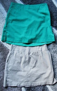 TWO WOMENS SKORTS SIZE S WAIST 29" GREEN BEIGE GOLF CASUAL - Picture 1 of 8
