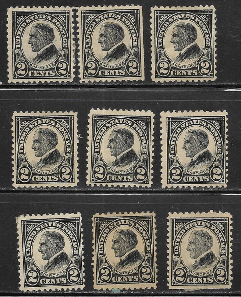 US, MH, 9 copies of #610, 2ct William Harding, Issued in 1923, CV = $4.95 - Image 1 of 1