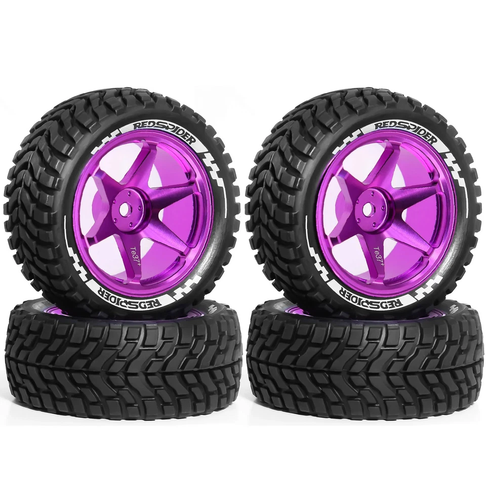 RC Rubber Tires 4Pcs For HSP HPI 1:16 On-Road Car 1/18 Latrax Teton 1/10 RC Car - Image 1 of 4