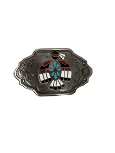 Vintage Gürtelschnalle Thunderbird Southwestern silberfarben Made USA verziert - Bild 1 von 5
