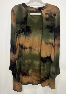Loveriche Long Sleeve Dress Tunic Women’s Sz L Bell Sleeve Tie-Dye Hippie Boho - Image 1 of 4