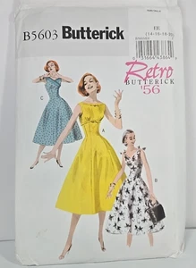 Butterick B 5603 Fit and Flare Empire Dress EE Size 14-20 Retro 56 Pattern UNCUT - Picture 1 of 3
