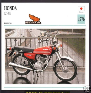 1976 Honda 125cc CG Japan Bike Motorcycle Photo Spec Sheet Info Stat Card - Picture 1 of 1