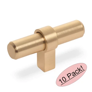 *10 Pack* Cosmas Cabinet Hardware Brushed Gold Euro Style T Knob #181BG - Picture 1 of 1