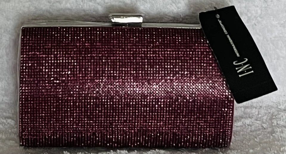 Inc International Concepts Ranndi Clutch Handbag Fuchsia Clasp Rhinestone