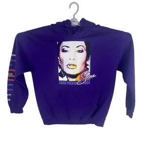 Selena Womens Blue Amor Prohibido 1994 Cold Weather Favorite Classic Hoodie Sz M - Picture 1 of 14