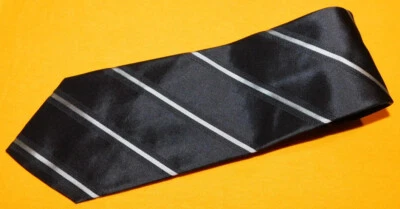 JOHN VARVATOS MADE IN ITALY BLACK/LIGHT BLUE STRIPED TIE - TIES - DESIGNER TIES. - Image 1 of 3