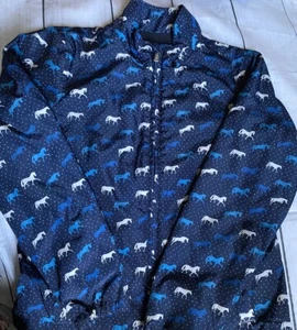 ARIAT Laurel Insulated Jacket Navy HORSE PRINT Sz 10 - Picture 1 of 10