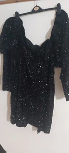 Black Sequinned Dress Sz 24 - Picture 1 of 5