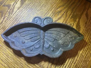 VTG Cast Iron Butterfly dish tray 5"x9.5" black collectible garden 1" deep - Picture 1 of 11
