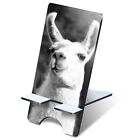 1x 3mm MDF Phone Stand BW - White Llama South America Alpaca #37707