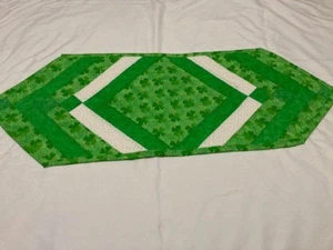 St. Patrick's Day " Multi Shamrocks" Quilted Table Runner 13inchesx36 inches - Picture 1 of 4