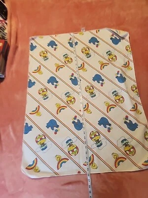 Vintage Sesame Street Baby Receiving Blanket Air Balloon Rainbow Cookie Monster - Image 1 of 4
