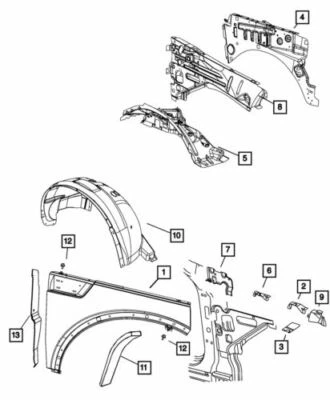 Guardabarros delantero izquierdo Dodge Nitro genuino Mopar 2007-2011 55157171AD Foto 1 de 4