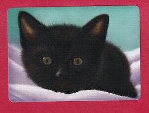 Single Black Kitten 2 - Linen Modern Wide Swap Playing Card 
