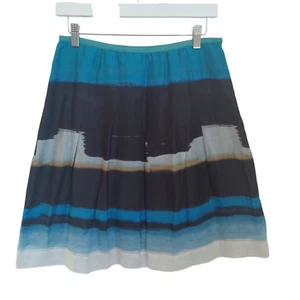 Nic + Zoe Skirt Blue Cotton Silk Blend Abstract Ombre Art to Wear Womens 8 Pet - Picture 1 of 10