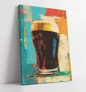 PINT OF GUINNESS STOUT POP ART 2 -DEEP FRAMED CANVAS WALL ART PICTURE PRINT - Picture 1 of 2