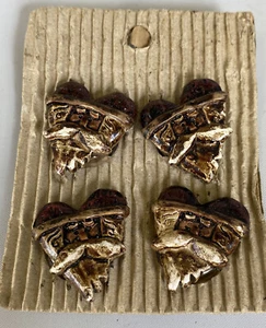 Vintage Heart Santa Claus Christmas Holiday Festive Button Covers Set of 4 - Picture 1 of 3