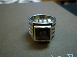 SILPADA FACETED SMOKY QUARTZ 925 STERLING SILVER RIBBED BAND RING SZ 7 R1041 - Picture 1 of 12