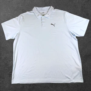 Puma Logo Blue Moisture Wicking Collared Short Sleeve Polo Shirt Men's 2XL - Picture 1 of 4