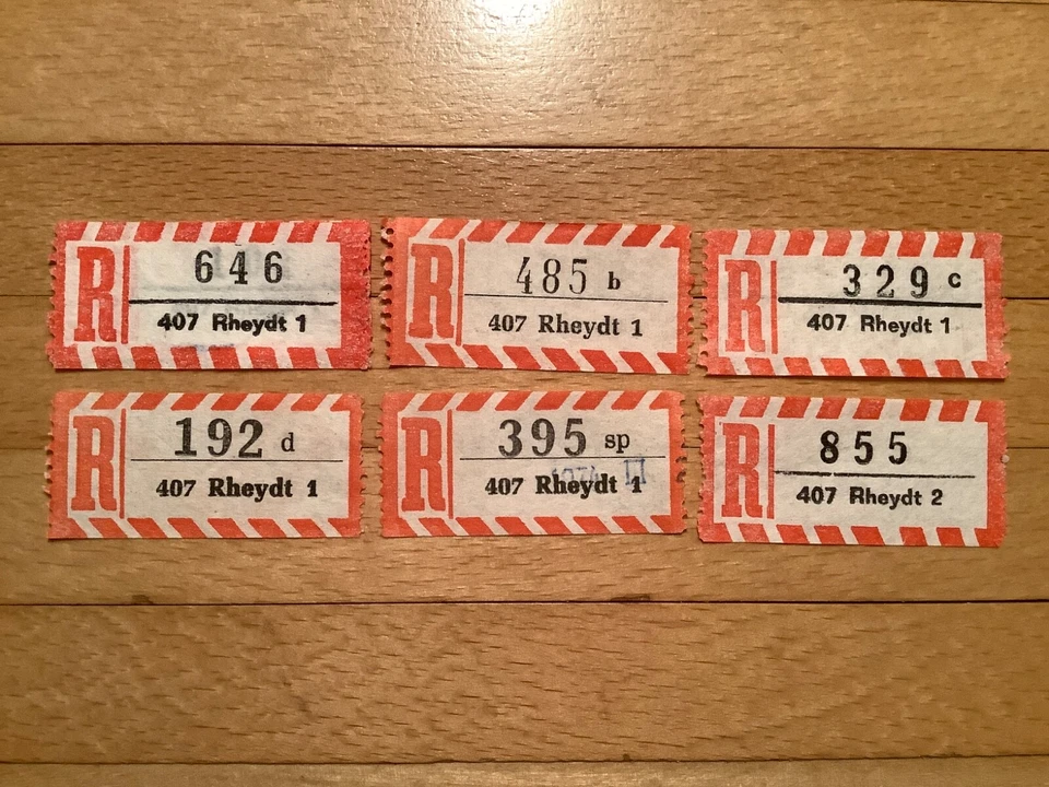 6x Einschreibezettel 407 Rheydt 1 und 2 - Bild 1 von 1