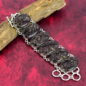 Copper Tourmaline Gemstone Handmade 925 Sterling Silver Jewelry Bracelet For Her - Picture 1 of 5