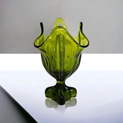 Jarrón pedestal pañuelo oscilante vintage verde vikingo mediados de siglo moderno  Foto 1 de 4